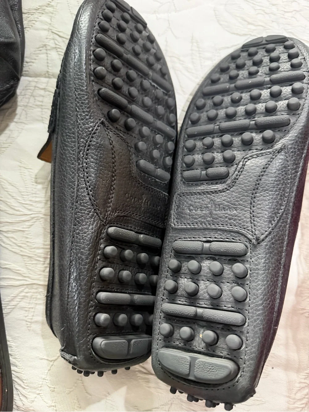 Cole Haan Black Leather Penny Loafers with Tan Insole
